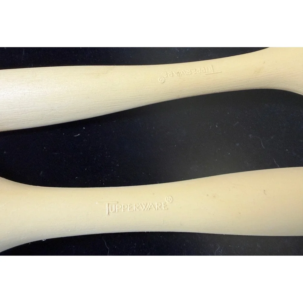 Vintage Tupperware Spork Set of 4 Cream Plastic Spoon Fork Utensils Camping